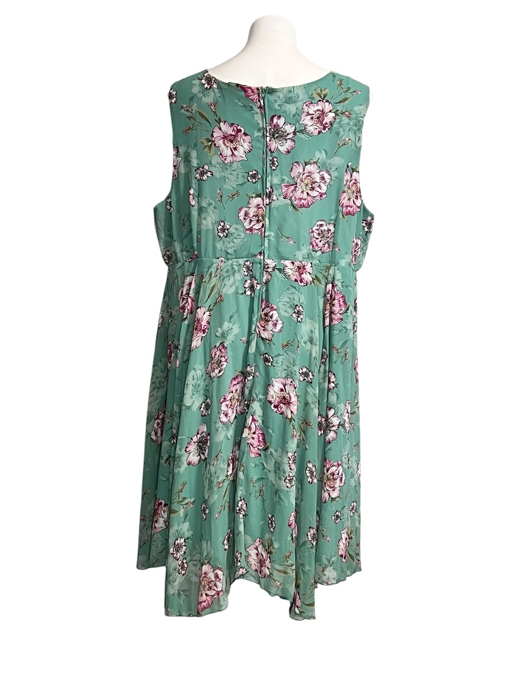 torrid dress sz 22 green Floral V-Neck Midi Dress Pink Blooms fall office plus - Picture 4 of 7